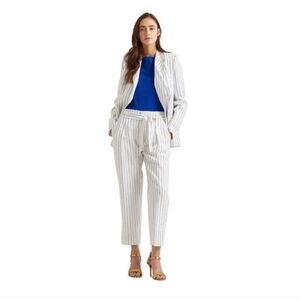 NWT LAUREN RALPH LAUREN White Belted Cropped Straight Leg Pants Size 2